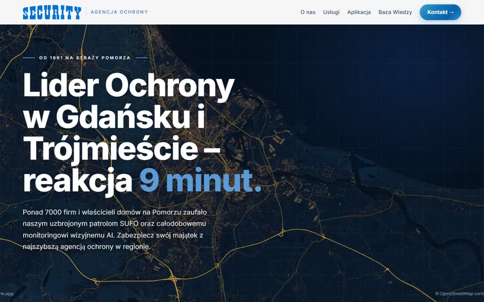 Homepage of Security, a guarding agency in Gdansk